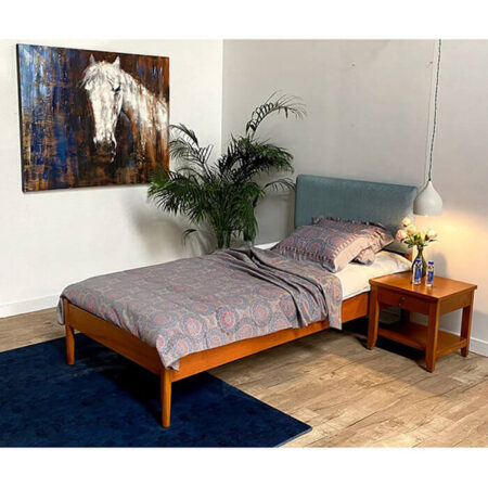 Wooden Cushioned Single Bed